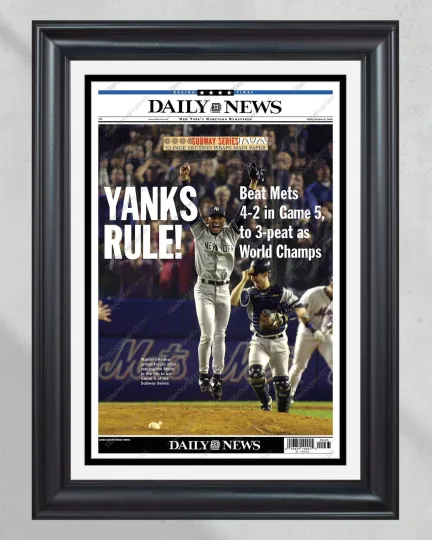 Discover 2000 New York Yankees World Series Champions UnFramed Front Page Newspaper Print