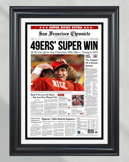 Discover 1995 San Francisco 49ers Super Bowl Champions UnFramed Front Page Newspaper Print