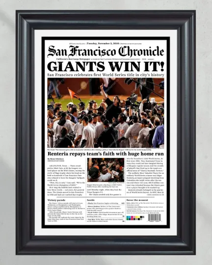 Discover 2010 San Francisco Giants Tim Lincecum World Series UnFramed Newspaper Front Page