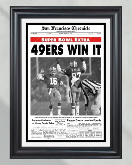 1985 San Francisco 49ers Super Bowl Champions UnFramed Front Page Newspaper Print