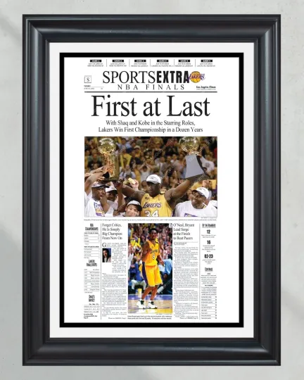 Discover 2000 Los Angeles Lakers NBA Champions UnFramed Newspaper Front Page Newspaper Prin