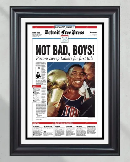 Discover 1989 Detroit Pistons NBA Champion UnFramed Newspaper Front Page Print Bad Boys The