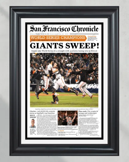 Discover 2012 San Francisco Giants World Series UnFramed Front Page Newspaper Print Candles