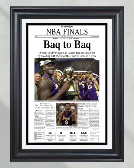 Discover 2001 Los Angeles Lakers NBA Champion UnFramed Front Page Newspaper Print
