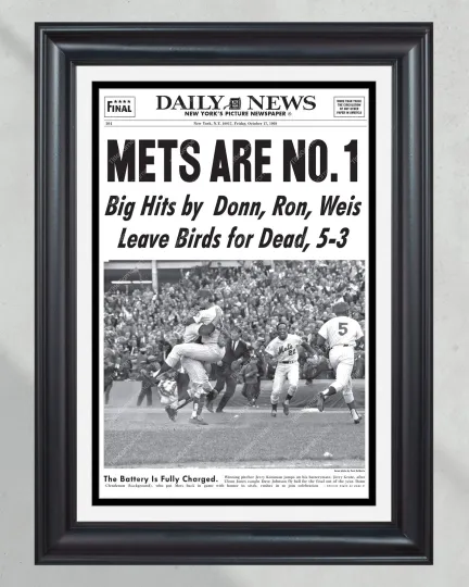 Discover 1969 New York Mets World Series Champions UnFramed Front Page Newspaper Print