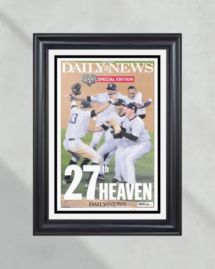 Discover 2009 New York Yankees World Series Framed Newspaper Front Page Print Yankee Stad