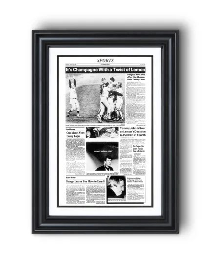 Discover 1981 Los Angeles Dodgers World Series Champions Framed Front Page Newspaper Prin