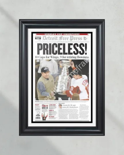 Discover 2002 Detroit Red Wings Stanley Cup Framed Front Page Newspaper Print Steve Yzerm