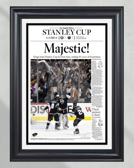 Discover 2012 Los Angeles Kings Stanley Cup Champions Framed Newspaper Front Page Print