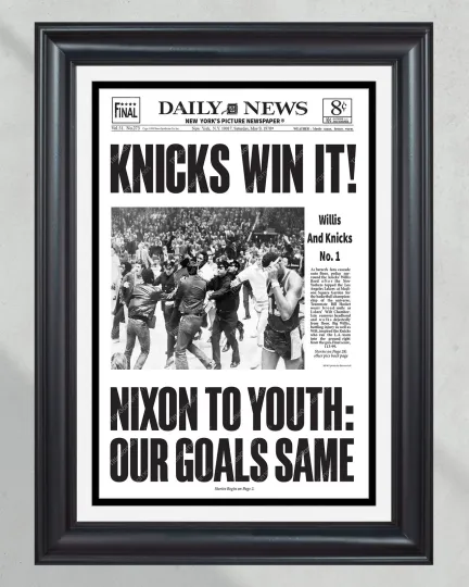 Discover 1970 NY Knicks Championship Framed Newspaper Cover Reprint Madison Square Garden