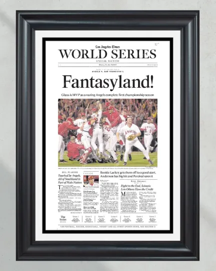 Discover 2002 Anaheim Angels World Series Champion Framed Newspaper Front Page Print