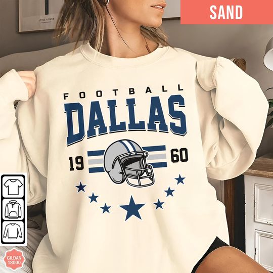 Discover Vintage Dallas Football Team Sweatshirt, Sunday Football Sweatshirt, Gift for Football Fan