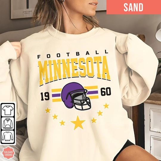 Discover Vintage Minnesota Football Team Sweatshirt, Sunday Football Sweatshirt, Gift for Football Fan