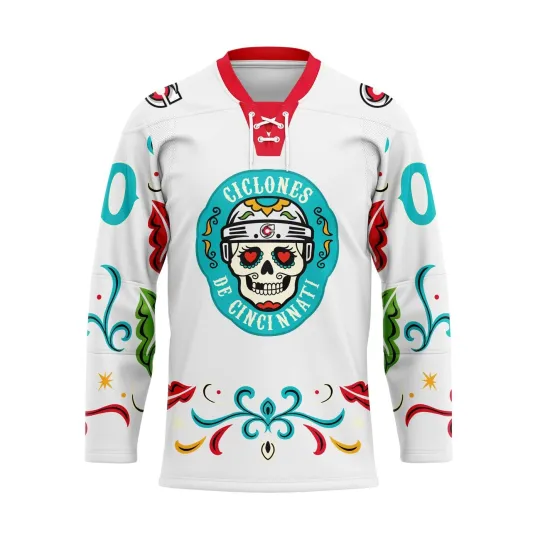Discover Personalized Cincinnati Cyclones 2025/26 Dia De Muertos Lace Hockey Shirt Men's