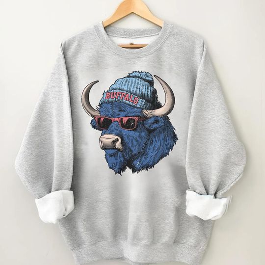 Discover Buffalo Football Crewneck Sweatshirt, Vintage Fan Gifts for Game Day, Trendy Sports Apparel, Unisex Buffalo Sweatshirt, Football Fan Gear