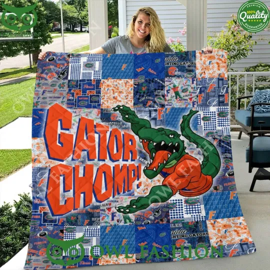 Discover Florida Gators NCAA Gator Chomp Mascot Quilt Blanket