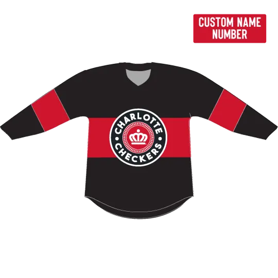 Discover Personalized Charlotte Checkers Alternate Black Hockey Shirt Printed Gift Men's