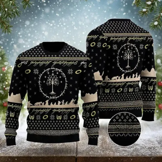 Discover Lord of the Rings Ugly Christmas Sweater –Tree of Gondor All Over Print Pullover