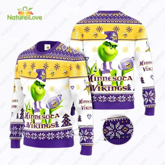 Discover M!nnst@ V!k!ngs football funny character Ugly Christmas Sweater
