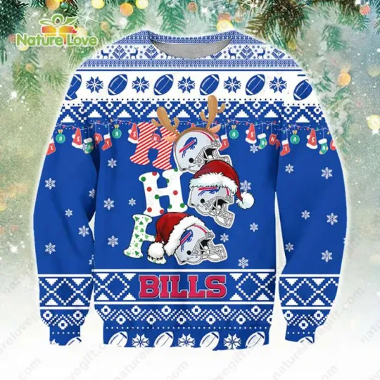 Buff@l* B!lls Ho Ho Ho football Ugly Christmas Sweater