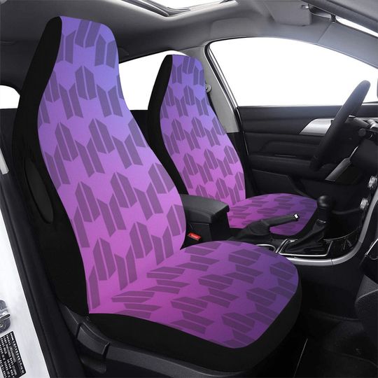 Discover BTS and ARMY Print 2 Piece Car Seat Cover Set - Regular & Airbag Compatible Versions - K-Pop Inspired Car Accessories - Purple - Bangtan