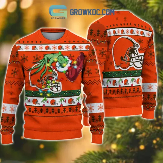 Discover Clv3l@nd Brwns football funny character Christmas Ugly Sweater