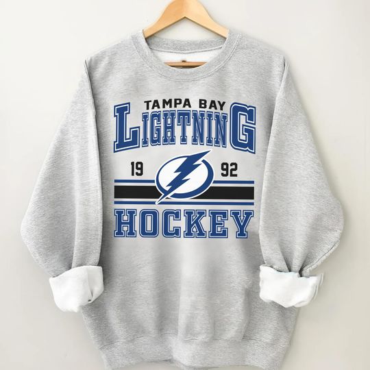 Discover Vintage Tampa Bay Lightnin Sweatshirt \ T-Shirt, Lightning Sweater, Lightning T-Shirt, Hockey Fan Shirt, Retro Tampa Bay Ice Hockey