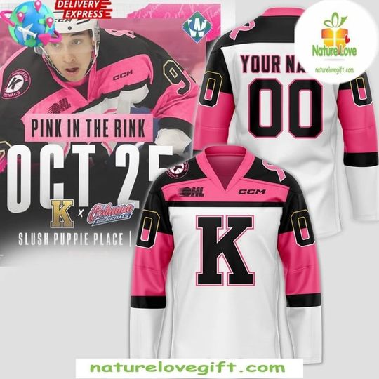 Discover Kingston Frontenacs Pink in the Rink 2025 Hockey Shirt Reprint
