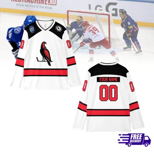 Wheeling Lightningbirds White Hockey Shirt Xmas Gift Reprint