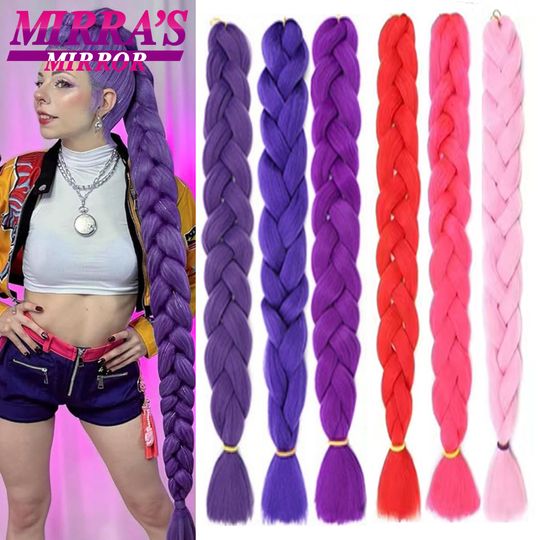 Discover 41 Inch Long Jumbo Braiding Hair Purple Synthetic Braids Hair Extensions Pink Blue Ombre Hair For Box Braid Support Wholesale