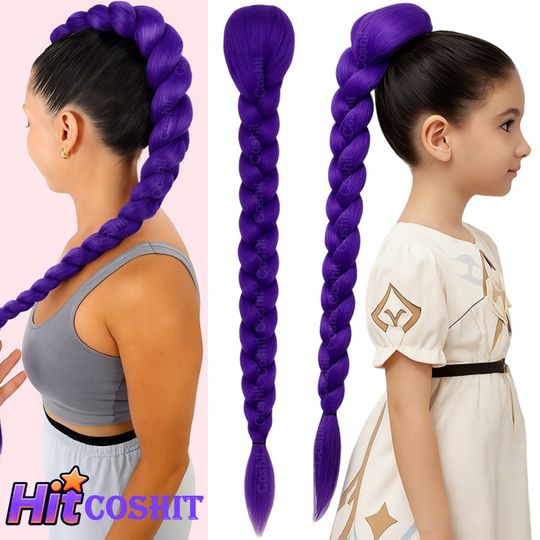 Discover Rumi Wigs Hunter Of Devil Cosplay Ponytail purple wig Costume Props braid Headgear Roleplay Disguise Accessories Halloween