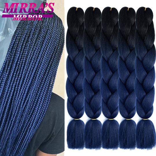 Discover Jumbo Braiding Hair Extensions 24inch Ombre Hair For Braids 5Pcs Box Braid Yaki Texture Synthetic Fiber Fake Hair Mirra’s Mirror