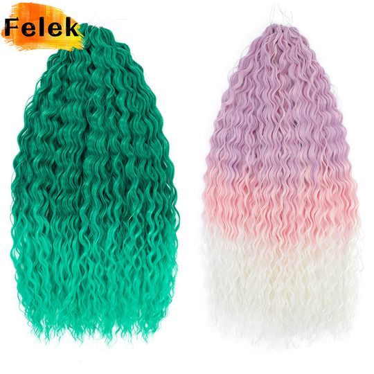 Discover Ariel Curl Braiding Hair Extension 22 30 Inch Water Wave Twist Crochet Hair Synthetic Crochet Braids Ombre Green Pink Afro Curls