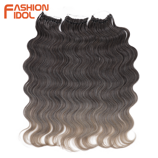 Discover FASHION IDOL Body Wave Crochet Hair 22 Inch Soft Long Synthetic Hair Goddess Braids Wavy Ombre Blonde Hair Extensions