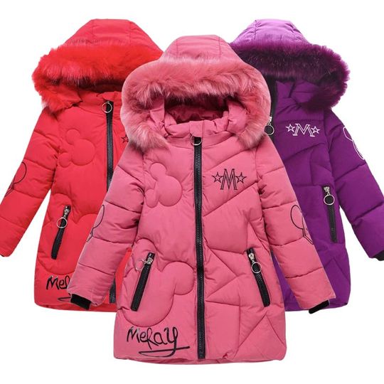Discover Big Size Winter Girls Jackets Keep Warm Thicken Christmas Coat Autumn Hooded Zipper Waterproof Outerwear Kids Clothes 3-12 Years