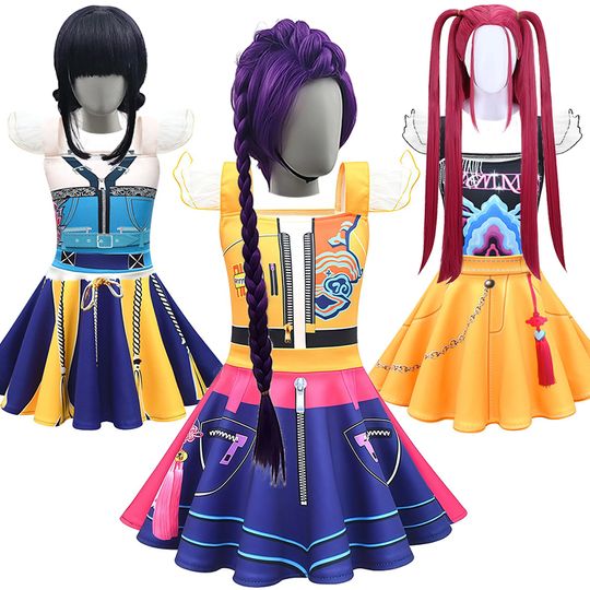 Discover 2025 Kpop Demon Hunters Kids Clothes Halloween Cosplay Rumi Mira Zoey Masquerade Party Performance Costume Fashion Girls Outfits
