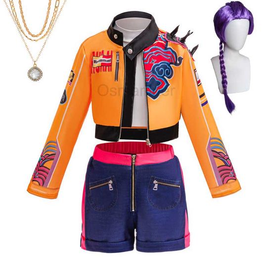 Discover Rumii Cosplay For Girl Demon Hunter Singer Embroidered Jacket Shirt Shorts Uniform Kids Halloween Costume