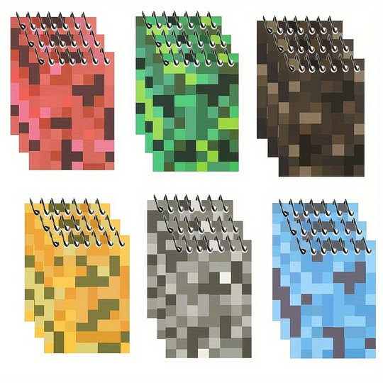 Discover 6pcs Mini Pixel Notepads Journal Notebook Spiral Binding Notepad Gifts Notebooks Writing Pads Office School Supplies