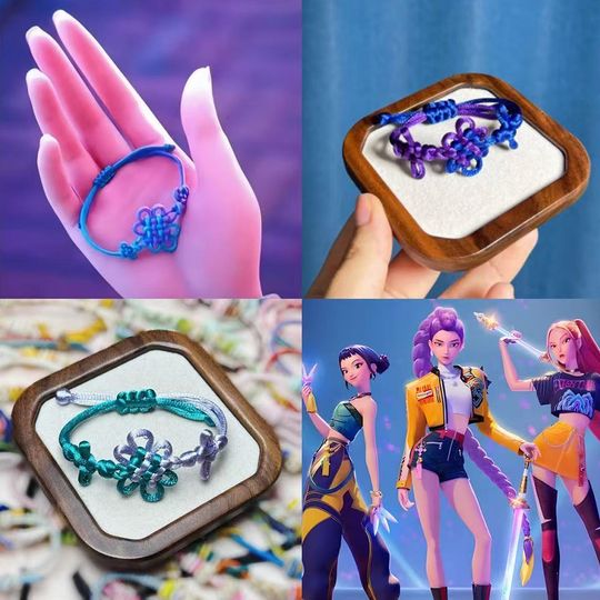 Discover Anime KPop Demon Hunters HUNTR/X Rumi Cosplay Bracelet Woven Rope Chain Pendant Unisex Bracelets Jewelry Accessories