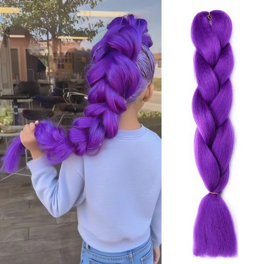 Discover 24" Purple Braiding Hair Pre Stretched Synthetic Braiding hair Extensions for Braids Purple Hair Extensions for Stage Party Hair