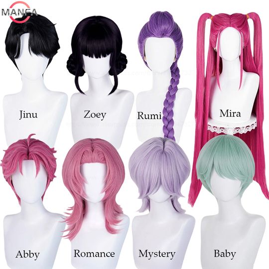 Discover KPop Demon Hunters Saja Boys Rumi Mira Zoey Jinu Romance Mystery Baby Abby Heat Resistant Synthetic Hair Anime Wigs +Wig Cap
