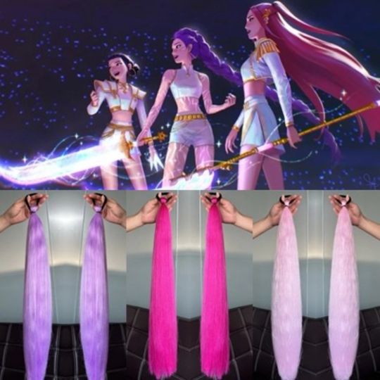 Discover For Kpop Demon Hunter Cosplay Costume Rumi Mira Zoey Headwear Halloween Party Head-dress Hair Cosplay Wig Long Hair Anime Wigs