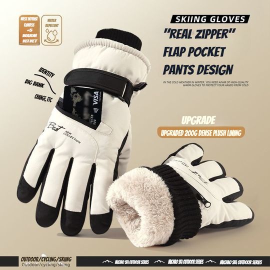 Discover Winter Cycling Gloves Non Slip Touch Ski Gloves Snowboard Accessories Waterproof Pocket Warm Men's and Women's Thermal Gloves