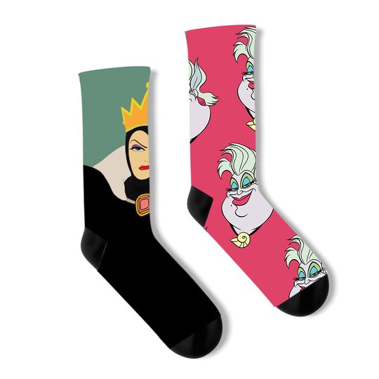 Disney Villains Crew Socks Maleficent And Ursula!  Fast Shipping!