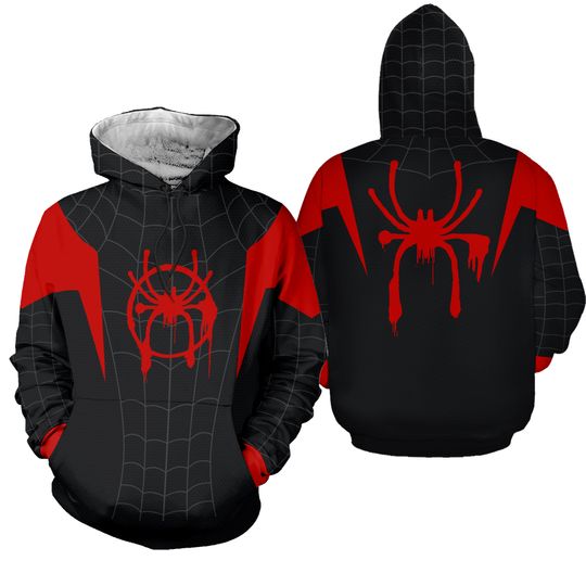 Kids Spider-Man Into the Spider-Verse Miles Morales Cosplay Hoodie Boys Pullover