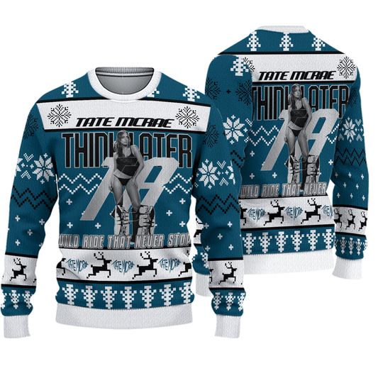 Tate McRae Think Later Ugly Christmas Sweater