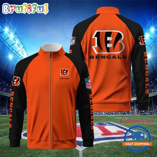 Cincinnati Bengals Football Team Custom Name Standing Neck Zipper Jacket