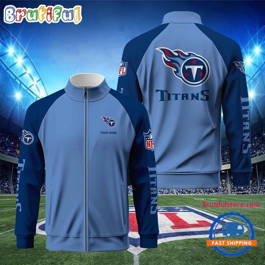 Tennessee Titans Football Team Custom Name Standing Neck Zipper Jacket