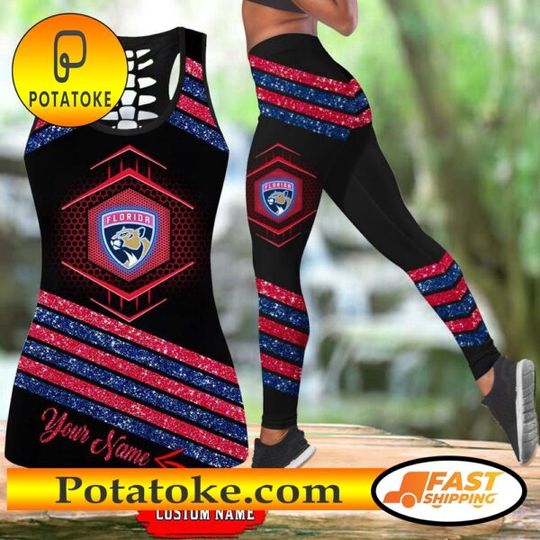 Florida Panthers Hollow Tank Top And Leggings Set For Hockey Fans