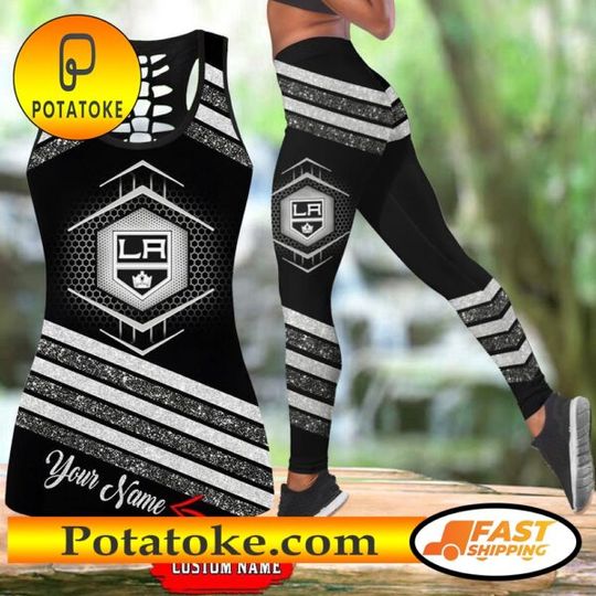 Los Angeles Kings Hollow Tank Top And Leggings Set For Hockey Fans